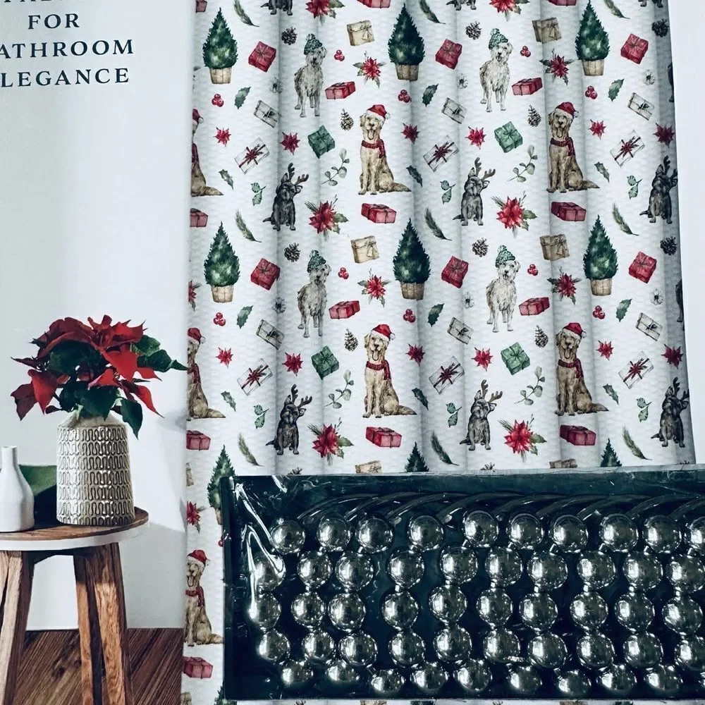 Christmas Dogs Holiday 13-pc Shower Curtain Bath Set